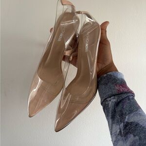 Fashion Nova Clear Pointed Nude Pumps